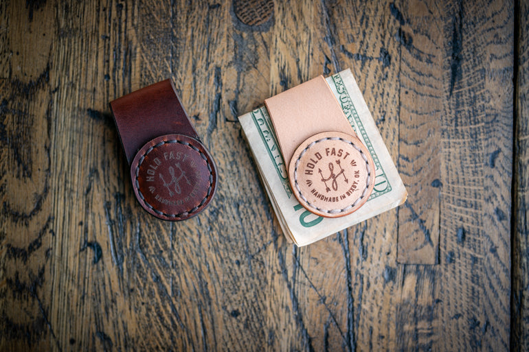 Magnetic Buttero Leather Money Clip