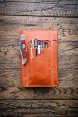 Mini EDC Fieldbook, Leather Journal Cover and Pen Caddy, Hold Fast