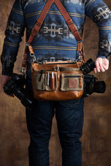 Explorer Lens Pouch, Waxed Canvas and Leather Lens Bag