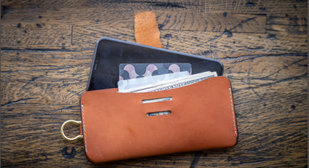 Brown leather Iphone wallet