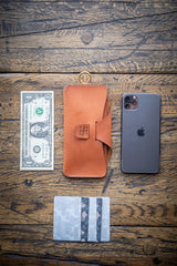 Bridle Tan EDC Iphone wallet with phone