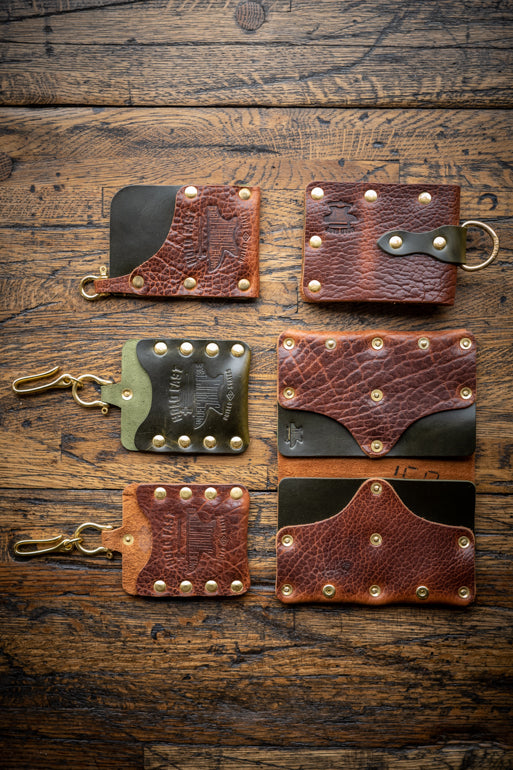 2 snaps hand sewn Shrunken bison Two Snaps leather wallet