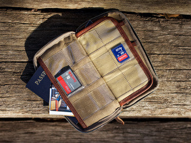 Waxed Canvas and Leather Fly Fishing Leader Wallet 